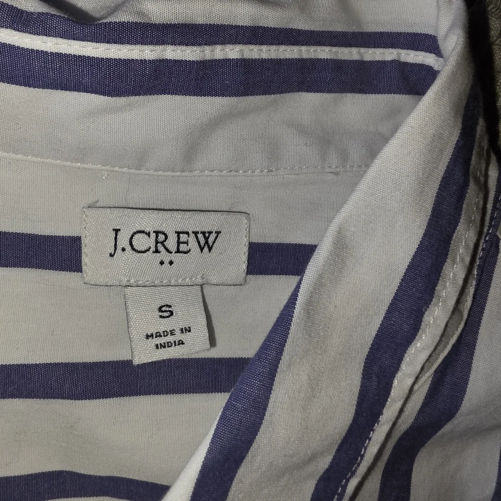 J Crew Shirt Womens Small Button Up Blue White Cotton Stripe Casual Size Small